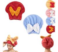New Super Absorbent Hair Towel Wrap for Wet Hair,Absorbent Hair Towel for Long Hair,Plopping Towel Curly Hair,Microfiber Towel for Hair Drying,Hair Wraps for Women Wet Hair,Quick,Soft (Red+Blue)