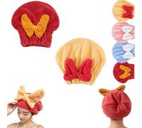 New Super Absorbent Hair Towel Wrap for Wet Hair,Absorbent Hair Towel for Long Hair,Plopping Towel Curly Hair,Microfiber Towel for Hair Drying,Hair Wraps for Women Wet Hair,Quick,Soft (Red+Yellow)
