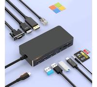 New Surface Thunderbolt 4 Dock Triplo Display 11 in 1 MS Docking Station Travel Hub con 4K HDMI+DP+VGA per Surface Pro 11/10/9/8/X/7+/7, Laptop 7/6/5/4/3, Laptop Studio 2/1, Go 4/3/2/1