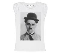New T-Shirt Donna Fiammata Charlie Chaplin Faccia Idea Regalo