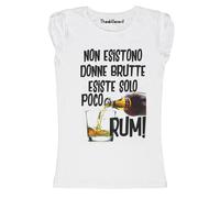 New T-Shirt Donna Fiammata Esiste Solo Poco Rum Idea Regalo