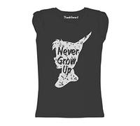 New T-Shirt Donna Fiammata Never Grow Up Peterpan Idea Regalo