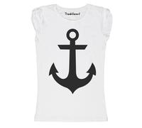 New T-Shirt Donna Fiammata Profilo Ancora Nera Basic Idea Regalo