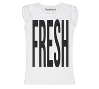 New T-Shirt Donna Fiammata Scritta Fresh Nera Idea Regalo