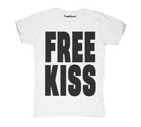 New T-Shirt Fiammata Uomo Free Kiss Baci Gratis Idea Regalo