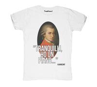 New T-Shirt Fiammata Uomo Ho Un Piano Mozart Idea Regalo