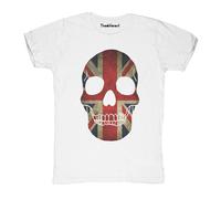 New T-Shirt Fiammata Uomo Teschio Bandiera Regno Unito Idea Regalo