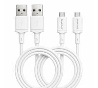 New&Teck 2 cavi USB-A a Micro-USB da 1 m, ricarica e sincronizzazione, cavo in plastica morbida compatibile con Samsung Galaxy S7/S6/S5, J3/J5/J7, Huawei, Sony Xperia, Motorola, Wiko - Bianco