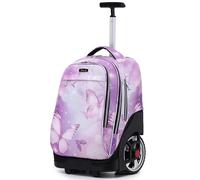 NEW TILAMI Zaino arrotolabile da 19 pollici per ragazzi zaino con ruote carino zaino per laptop Bookbag Roller borsa da viaggio universitaria, Farfalla serale (senza interfaccia USB), 19 inche, Zaini