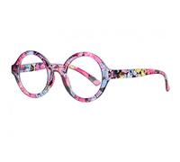 New Time Grandi occhiali da lettura rotondi rosa a fiori donna giny - uomo, Rosa, Dioptrie 2,5