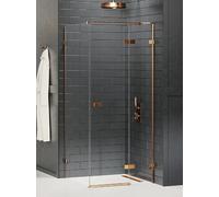 New Trendy Avexa Copper Brushed box doccia 110x80 cm rettangolare rame spazzolata/vetro trasparente EXK-3594