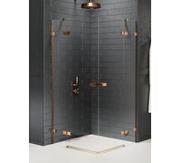 New Trendy Avexa Copper Brushed box doccia 110x80 cm rettangolare rame spazzolata/vetro trasparente EXK-3680