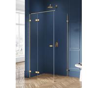 New Trendy Avexa Gold Brushed box doccia 110x70 cm rettangolare oro spazzolata/vetro trasparente EXK-1869