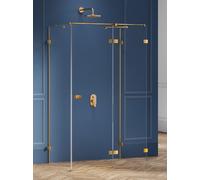 New Trendy Avexa Gold Brushed box doccia 120x70 cm rettangolare oro spazzolata/vetro trasparente EXK-3124