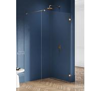 New Trendy Avexa Gold Brushed parete doccia walk-in 80 cm oro spazzolata/vetro trasparente EXK-7013