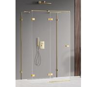 New Trendy Avexa Gold Shine box doccia 110x80 cm rettangolare oro lucida/vetro trasparente EXK-2098