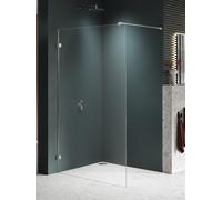 New Trendy Avexa Nickel Brushed parete doccia walk-in 80 cm spazzolata/vetro trasparente EXK-8637