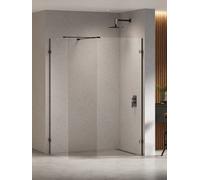 New Trendy Eventa Black Chrome box doccia walk-in 130x80 cm nero lucida/vetro trasparente EXK-6338