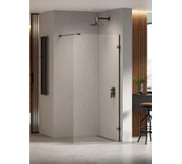 New Trendy Eventa Black Chrome parete doccia walk-in 100 cm nero lucida/vetro trasparente EXK-6298