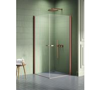 New Trendy New Soleo Copper Brushed box doccia 90x70 cm rettangolare rame spazzolata/vetro trasparente K-2009