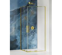 New Trendy Smart Light Gold box doccia 100x100 cm quadrato oro lucida/vetro trasparente EXK-4272