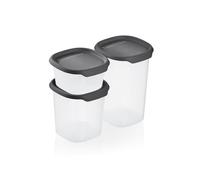 New Tupperware Tupperware One Touch Fresh - Set di 3 contenitori quadrati, colore: Nero