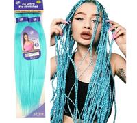 New ULTRA BRAID Pre-Stretched - Hair Extension per trecce afro e dreads | 100% kanekalon | Anti annodamento | Morbide e durevoli | Afrelle; Lunghezza: 115 cm Peso:160 gr (Baby Blu)