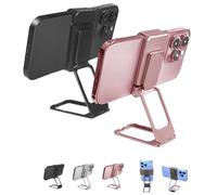 New Upgraded Back Clip Type 360° Folding Bracket,360° Adjustable Cell Phone Stands Compatible,Back Clip Foldable Phone Holder, Adjustable, Foldable, Case-Friendly Phones Stand (Black+Rose Gold)