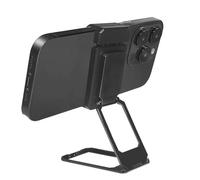 New Upgraded Back Clip Type 360° Folding Bracket, Adjustable Metal Double Ring Square Phone Holder, Built-in Inductive Magnetic Material, for Various of Smartphones (Black)