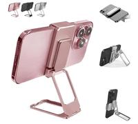 New Upgraded Back Clip Type 360 Folding Bracket, Metal Double Ring Square Phone Holder, Back Clip Foldable Phone Holder, 3-Stage Designs, Built-in Magnetic Plates, for Phones (Pink)