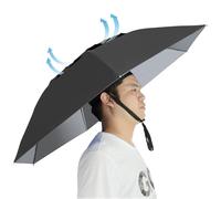 NEW-Vi Ombrello da pesca pieghevole regolabile per sole e pioggia, 95 cm, ombrelli oversize a mani libere, 7 costole, anti-UV, impermeabile, per pesca, giardinaggio, golf, parasole all'aperto, nero