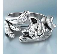 New Vintage Cute Cat Rings Gioielli da Donna Regalo di Compleanno Trendy Open Size 925 Sterling Silver Ring Girl Party Accessories