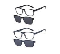 NEW VISION Occhiali da Lettura 2 PACK, Occhiali da Vista con Magnetica Clip Occhiali da Sole, Protezione 100% UVA e UVB, Clip On Occhiali da Lettura per Donna Uomo NV8126