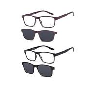 NEW VISION Occhiali da Lettura 2 PACK, Occhiali da Vista con Magnetica Clip Occhiali da Sole, Protezione 100% UVA e UVB, Clip On Occhiali da Lettura per Donna Uomo NV8126 (VIOLA+NERO, 1.5, Diottria)