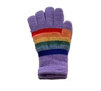 New Winter Color Striped Gloves for Women Cycling Ski Warm Windproof Full Package Sub Refers To Students Can Screen Driving Damen Guanti Lunghi Finger (Purple, M)