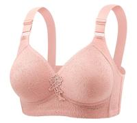 New Women Underwear Thin Soft Comfortable No Underwire Retraction Full Cup Bra, Light Pink, 16(Light Pink,14)