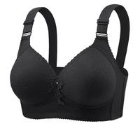 New Women Underwear Thin Soft Comfortable No Underwire Retraction Full Cup Bra, Red, 12(Black,10)