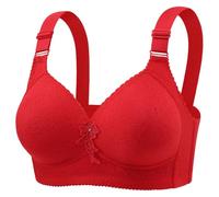 New Women Underwear Thin Soft Comfortable No Underwire Retraction Full Cup Bra, Red, 12(Red,10)