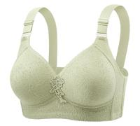 New Women Underwear Thin Soft Comfortable No Underwire Retraction Full Cup Bra, Red, 14(Light Green,12)