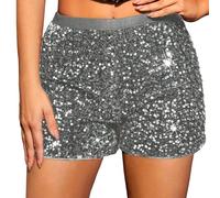 New Women's Fashion Shorts with High Waist Solid Color Night Time Slimming Effect True Sequin Women's Pants Jack & Shorts Uomo, argento, XL
