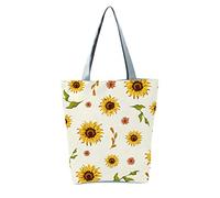 New Women's Slouchy Large Capacity Zippered Sunflower Printed Shoulder Bag, Tote(B)