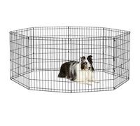 New World Recinto pieghevole in metallo per cani e animali domestici, senza porta, include picchetti di messa a terra e fornisce 1,5 metri di spazio di gioco, alto 76 cm, rivestimento nero