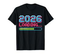 New Year 2026 Loading Fun Pixel Retro Gaming Art Maglietta