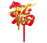 New Year Eve Cake Topper - 2D Acrylic Year of the Horse Birthday Decor,Festive Cake Decoration,for Birthday Parents Kids Teens Adults Bakeries Home Bakers Themed Events