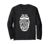 New Year Resolution? Grow More Beard Meme Maglia a Manica