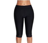 NEW-YIJUNSHUN Pantaloncini da bagno da donna, lunghezza al ginocchio, con protezione UV, gamba a 3/4, taglie forti, leggings da spiaggia, Nero , 4XL