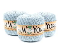 New York - 3 pezzi da 150gr filato 100% cotone filo di Scozia Makò gasato mercerizzato, cotone n 3-52. Azzurro Baby