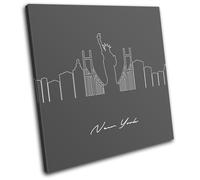 New York Abstract Line Art City SINGLE TELA parete arte foto stampa