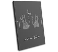 New York Abstract Line Art Typography City SINGLE TELA parete arte foto stampa