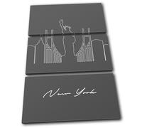New York Abstract Line Art Typography City TREBLE TELA parete arte foto stampa
